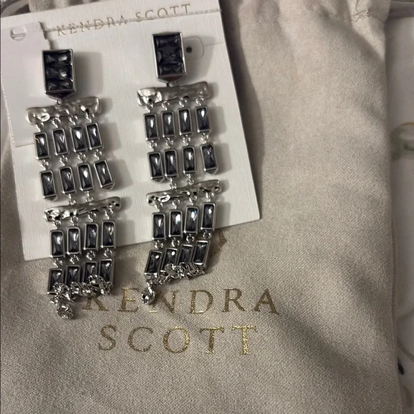 Kendra Scott Silver and Dark Earrings - Picture 1 of 2